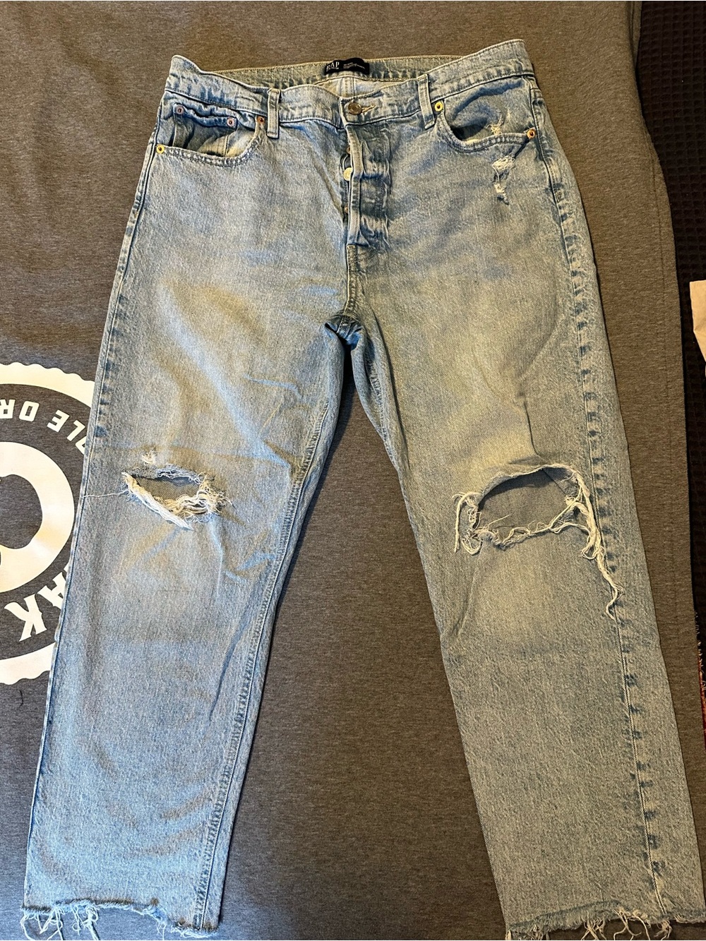 GAP Light Blue Straight Ripped Jeans